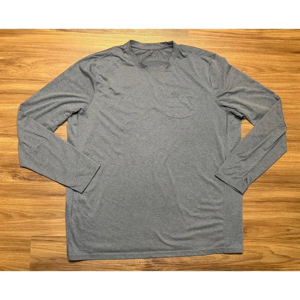 Poncho Outdoors Mens Long Sleeve Pocket T-Shirt Blue Gray Performance Sz 2XL